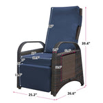 ZUN Outdoor Recliner Chair,Separate Adjustment Mechanism PE Wicker Adjustable Reclining Lounge Chair and W1889P177602