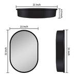 ZUN 31x21 inch Oval Black Metal Framed Wall mount Bathroom Medicine Cabinet with Mirror W1355111888