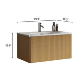 U049-Etna30W-306 Etna 30" Striped Natural Oak Bathroom Vanity with White Ceramic Sink, Wall Mounted W1865P147107
