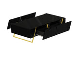 Modern Rectangular High Gloss Coffee Table for Living Room with Storage and Gold Base, 4 drawers, N735P350386B