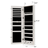 ZUN Mirror Jewelry Cabinet, 47.2 Inch Large Capacity Lockable Jewelry Armoire Organizer, Wall or Door W282P156780