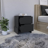 Nightstand with 2-Drawers, End Table with Sturdy Base, Black B097120606
