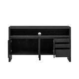 U_Style 60" 3-Door Sideboard with 3 Drawers - Modern Solid Ash Veneer MDF Sideboard, Semi-Open Shelf N711P289141B