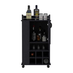 ZUN Fargo Bar Cart with Cabinet, 6 Built-in Wine Rack and Casters B200P188867