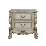 Wooden 2 Drawers Nightstand in Gold Patina and Bone Finish B016P253274