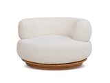 Fuji 360 Swivel Low Barrel Back Accent Chair, Ivory White Boucle B2719P238262