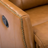 ZUN Hesperides Genuine Leather Manual Swivel Recliner W1137P177529