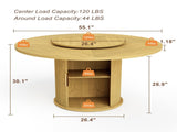 55-inch round dining table for six, featuring a double-tiered storage rack and a rotating tabletop W1162P357242