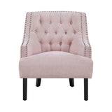 Modern Traditional Accent Chair Pink Chenille Upholstery Button-Tufted Solid Wood 1pc Living Room B011P182661