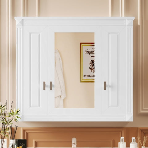 Bathroom Wall Cabinet with Mirror, Wall Mounted Medicine Cabinet with 4 Shelves, Mirrored Door Over N710P252503K