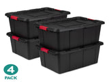 A set of 4 large industrial storage boxes, 27-gallon durable plastic storage boxes, equipped with 70963291
