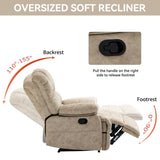 Large Manual Recliner Chair in Fabric for Living Room, Beige W3224P288517