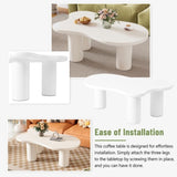 ZUN ON-TREND 44'' x 25.9'' Easy Assembly Cloud Coffee Table with 1.5'' Thick Tabletop, Cream Style N721P190395K