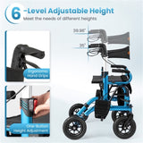 New 2-in-1 Foldable Rollator Walker with 9 Inch Pneumatic Tires 84587751
