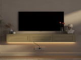 Floating TV Stand, Wall Mounted TV Shelf with Led Lights & Power Outlet,High Gloss TV Cabinet for W1321P391272