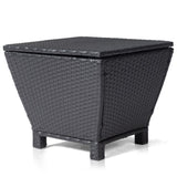 Outdoor PE Wicker Side Table with Storage, Small Patio Storage Bin Container for Hose Cushion Towel, 92404890