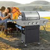 Propane Grill 3 Burner Barbecue Grill Stainless Steel Gas Grill with Side Burner and Thermometer for 21785975
