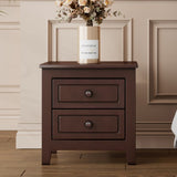 2-Drawer Nightstand for Bedroom, Mid Century Retro Bedside Table with Classic Design,Dark Walnut WF308187AAD