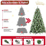 Artificial 6ft Green Christmas Tree with 988PVC/Hard Needle Mixed Branch Tips, 300L warm white led, 92279210