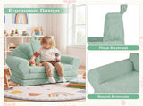 2-in-1 Flip Open Kids Sofa Lounger, Teddy Fleece Toddler Couch with Carry Handle for Ages 3 33867001