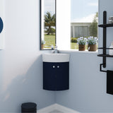 Corner Bathroom Vanity Sink Combo for Small Space Wall Mounted Cabinet Set, Ceramic Sink W99990112