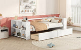 Twin Size Daybed with Shelves and Drawers, White WF324220AAK