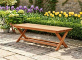 Solid Wood Backless Patio Bench, 2Person Rustic Slatted Seat Bench with XFrame Legs, Breathable 68769856