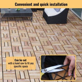 30 PCS Interlocking Deck Tiles Checker Pattern, 12" x 12" Square Yellow Acacia Hardwood Outdoor W2391P288867