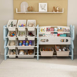 Kids Toy Storage Organizer, Toy Organizer with 2 Tier Bookshelf, Toy Storage with Shelf and 12 Toy W509P288472