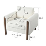 Oversized Accent Chair, Upholstered Living Room Chairs Single Sofa Chair with Walnut Legs, Curved N765P189679W