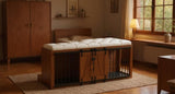56"L, Furniture Style 2 in 1 Dog Crate with Padded Seat, Sliding Barn Door, Luxury Wooden Dog N843P293660W