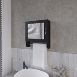 Pine Medicine Cabinet in Melamine With a Towel Bar And Included Mirror, Black B128P237173