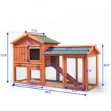 ZUN Large Wooden Rabbit Hutch Indoor and Outdoor Bunny Cage with a Removable Tray and a Waterproof Roof, W2181P146769