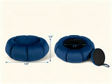 Pumpkin Shaped Velvet Storage Ottoman, Multi-Functional Foot Rest Stool with Hidden Storage, Flip 86600516