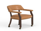 Gorman Dining and Game Chair in Walnut with Saddle Faux Leather B050P412223