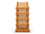 Foldable Bamboo Magazine Rack Brochure Display Stand with 5 Storage Pockets, 2 Adjustable Heights 62743331