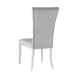 Set of 2 Velvet Upholstered Side Chairs, Grey and Chrome B016P227275