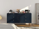 6-Drawer Storage Chest of Drawers with 3D Honeycomb Pattern, Wood Veneered MDF Cabinet for Bedroom, T3609P482835