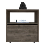 ZUN Galanto Nightstand , End Table, Side Table One Open Shelf, One Cabinet -Dark Brown / Black B20091909