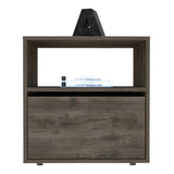 ZUN Galanto Nightstand , End Table, Side Table One Open Shelf, One Cabinet -Dark Brown / Black B20091909