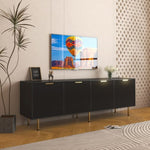 ZUN Modern warm Black TV cabinet for 80 inch TV Stands, for Living Room Bedroom W331P195807