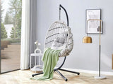 GRHeavy-Duty Iron Hanging Chair with Wicker Weave Single Person Swing for Indoor/Outdoor W2920P281903