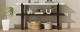 TREXM Retro Elegant Console Table with Marble-Effect Top and Versatile Storage Solutions for N715P196906B