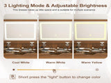 3-in-1 Vanity Desk with Lighted Mirror & Stool, Flip Top Makeup Dressing Table, Compact Storage for 25126559