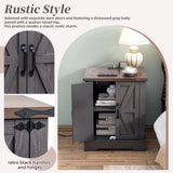 ON-TREND Farmhouse End Table with Charging Station, Rustic Wood Nightstand with Adjustable Shelf, N721P246478E