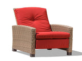 Indoor & Outdoor Recliner, All-Weather Wicker Reclining Patio Chair, Red Cushion W1859113288