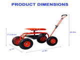 Garden Cart Rolling Scooter, Adjustable Height Heavy Duty Scooter, Rolling Garden Cart with 4 Wheels 64653534