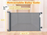 Retractable Baby Gate, 71in Wide Mesh Safety Gate with Double Lock, One-Hand Operation, No Bottom 79263297