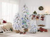Pre-Lit Flocked Christmas Tree Set of 3, 3FT / 4.5FT / 6FT Artificial Christmas Trees with 235 Warm N704P526154A