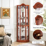 Glass Cabinet Lighted Corner Cabinet Corner Display Curio Cabinet, Glass Display With W2275P177192